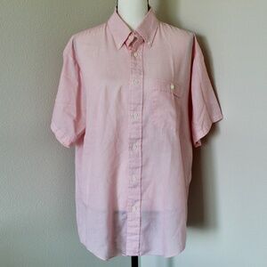 Vintage Pink & White Striped Short Sleeve Button Down Shirt